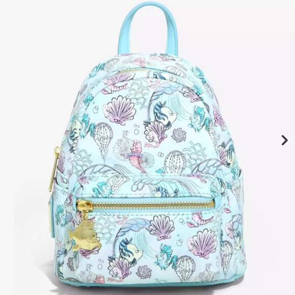Loungefly Disney The Little Mermaid Watercolor Under the Sea Micro Mini Backpack - Picture 1 of 15